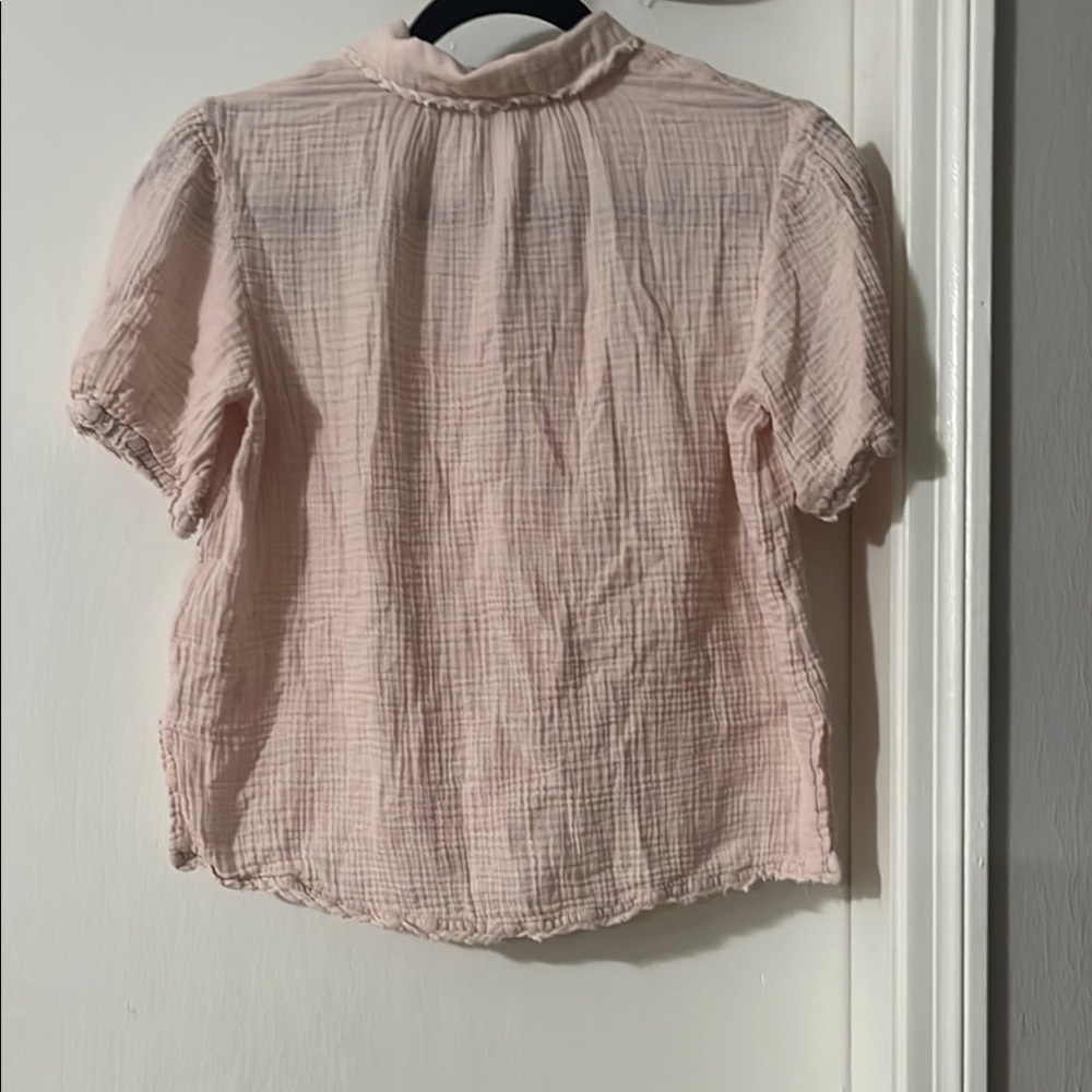 Anthropologie Pink Shirt with Embroidered - Picture 2 of 9